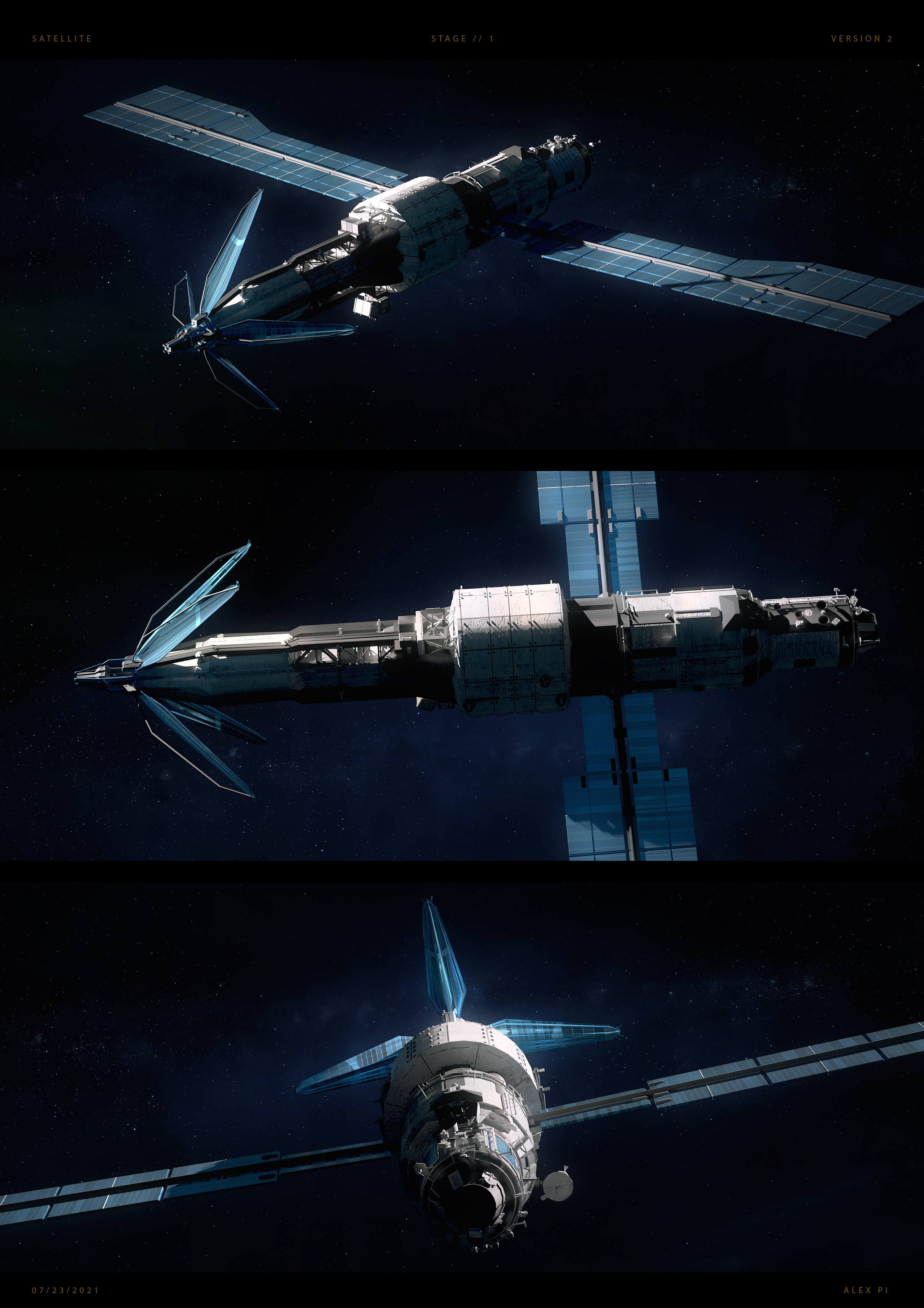 Sketches satellite for an Unannounced Project. Concept Art by Alex Pi 2
